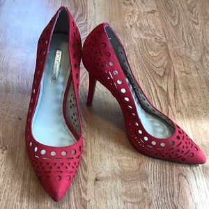 BCBGeneration Laser Cut Pointed Toe Red/Peach Heel